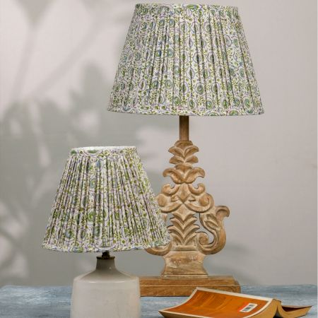 White Green Block Print Empire Lampshade Large